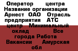 Оператор Call-центра › Название организации ­ Арнест, ОАО › Отрасль предприятия ­ АТС, call-центр › Минимальный оклад ­ 21 000 - Все города Работа » Вакансии   . Амурская обл.